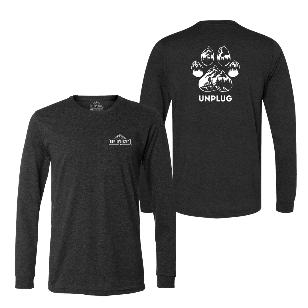Paw Print Mountain Scene Long Sleeve T-Shirt