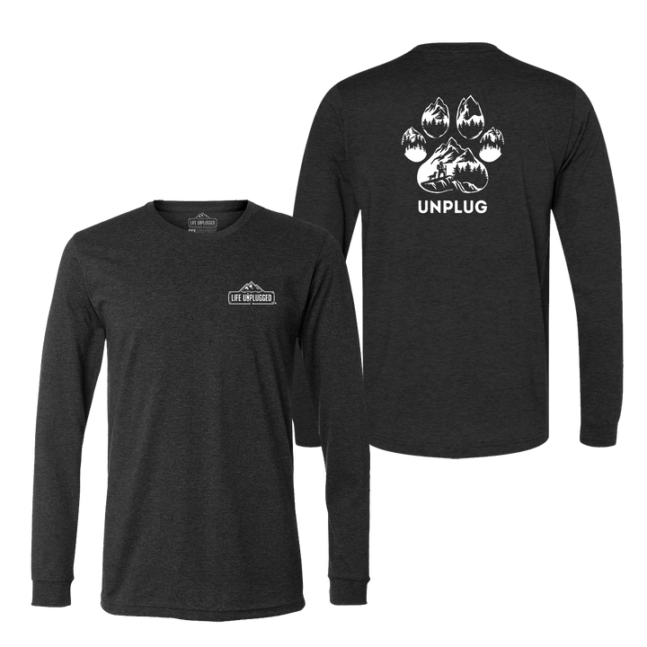 Paw Print Mountain Scene Long Sleeve T-Shirt