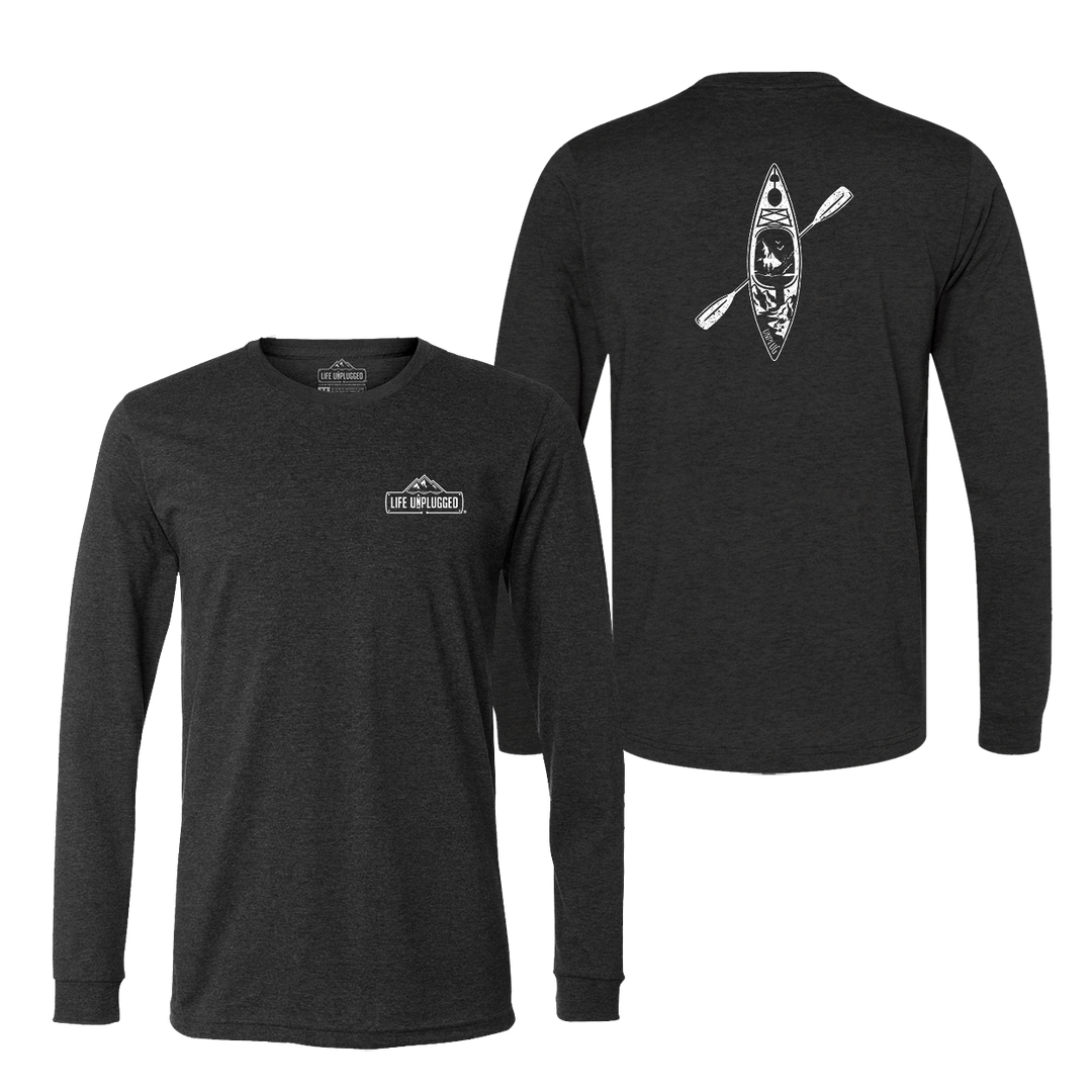 Kayak Mountain Scene Long Sleeve T-Shirt