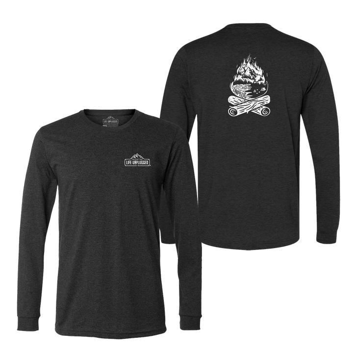 Campfire Mountain scene Long Sleeve T-Shirt