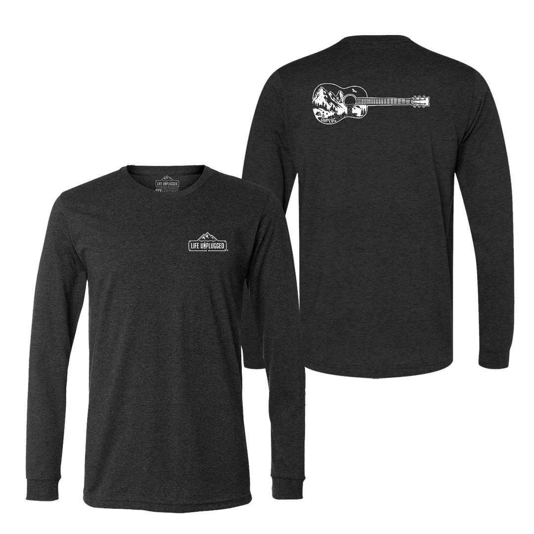 Guitar Mountain Scene Long Sleeve T-Shirt