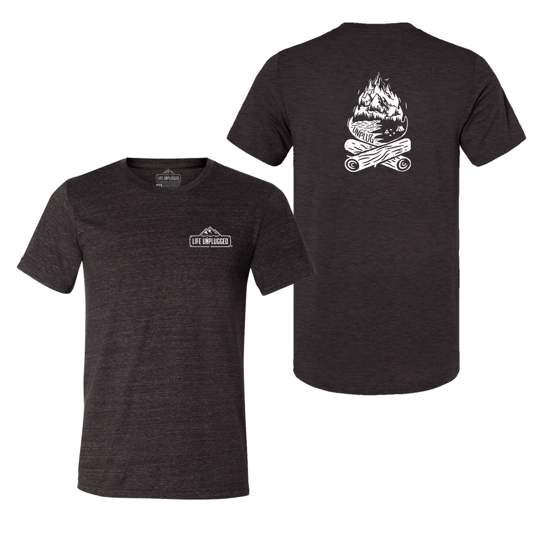 Campfire Mountain scene Triblend T-Shirt