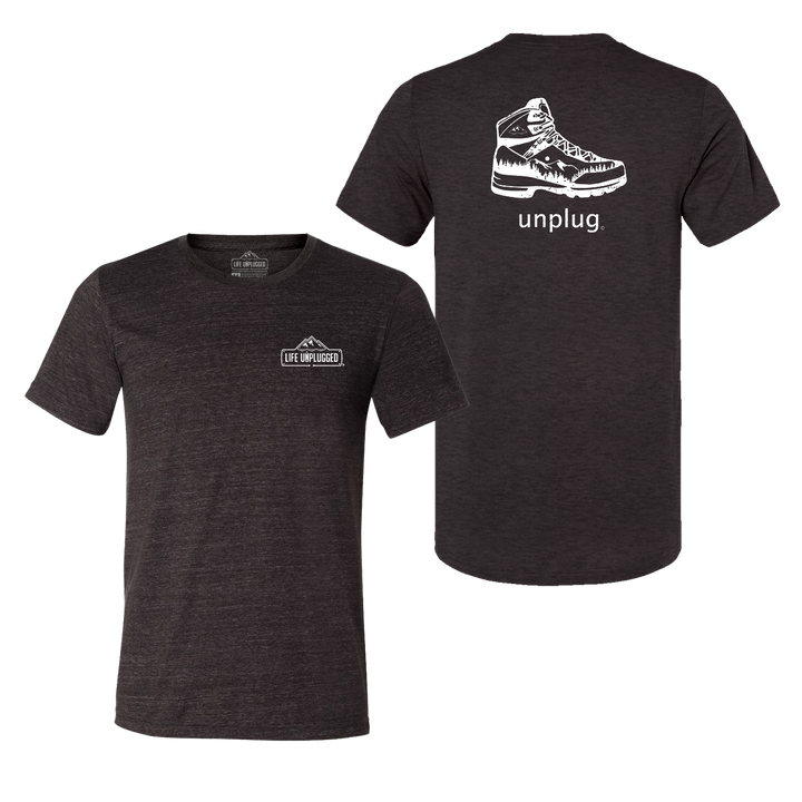 Hiking Boot Mountain Scene Triblend T-Shirt