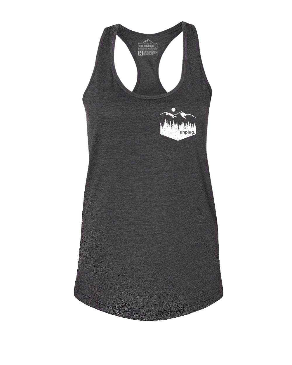 Unplug Mountain Left Chest Pocket Women's Racerback Tank Top
