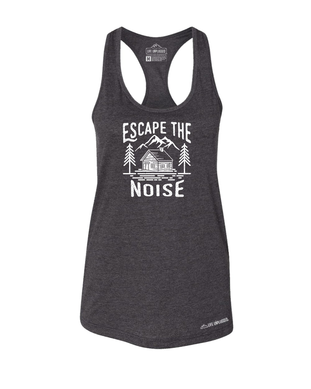 Escape The Noise Premium Women's Relaxed Fit Racerback Tank Top - Life Unplugged