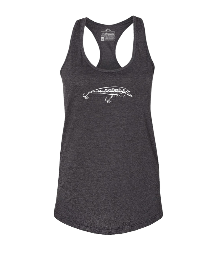 Fishing Lure Mountain Scene Women's Racerback Tank Top