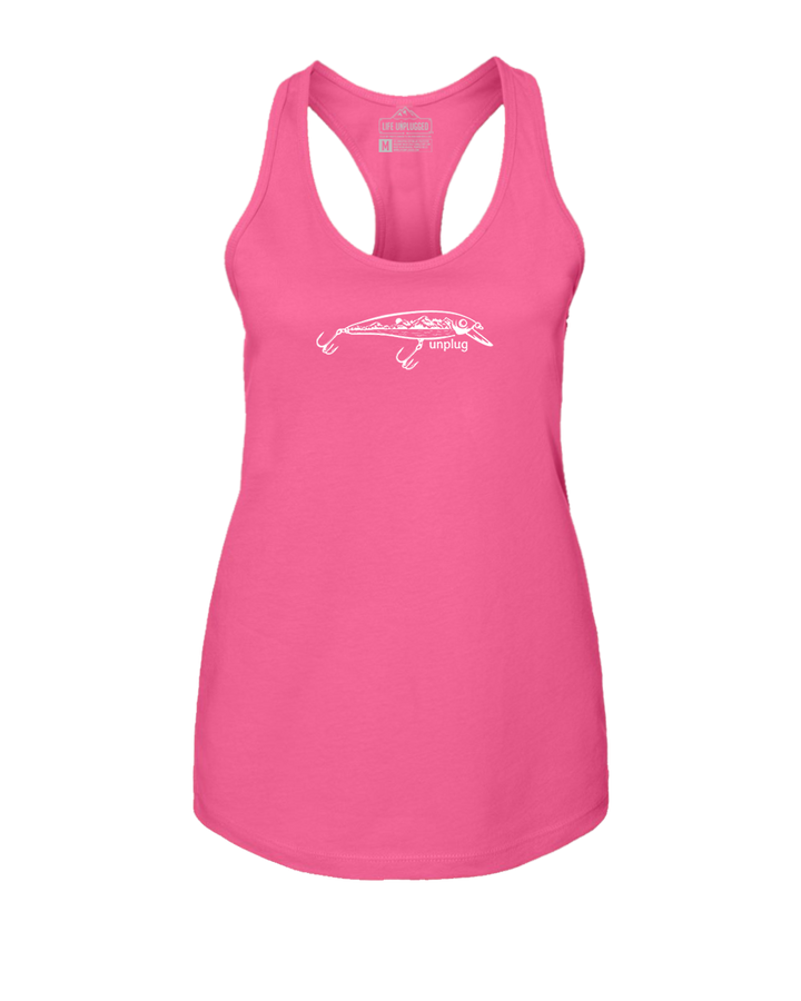 Fishing Lure Mountain Scene Women's Racerback Tank Top