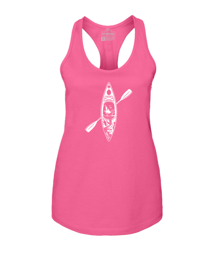 Kayak Mountain Scene Women's Racerback Tank Top