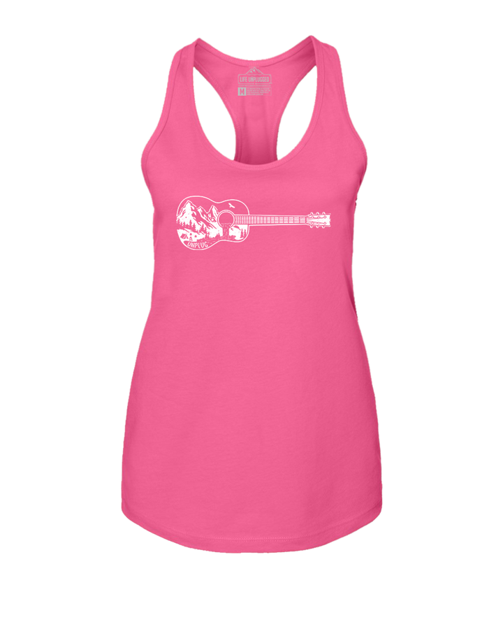 Guitar Mountain Scene Women's Racerback Tank Top