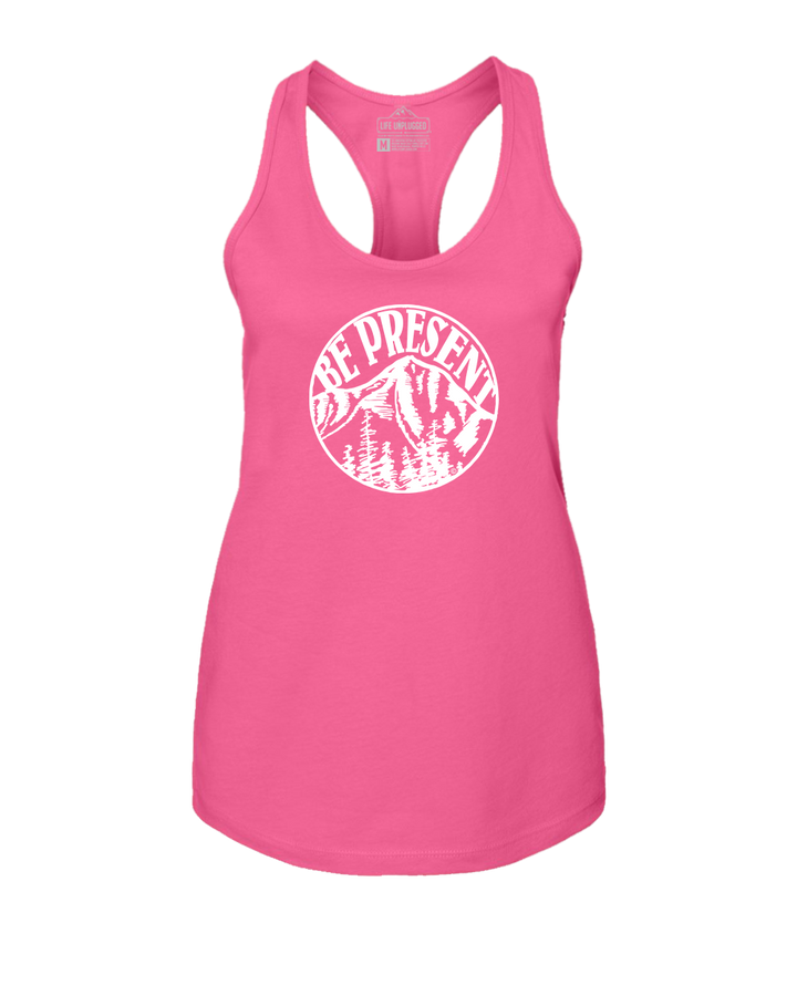 Be Present Mountain Women's Racerback Tank Top