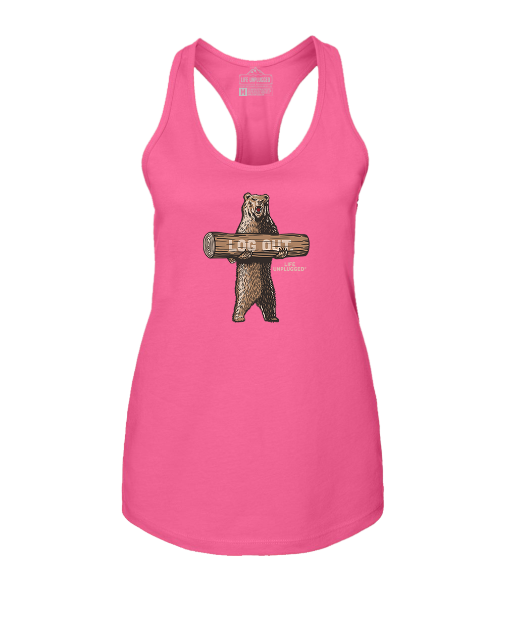 LOG OUT BEAR Women's Racerback Tank Top