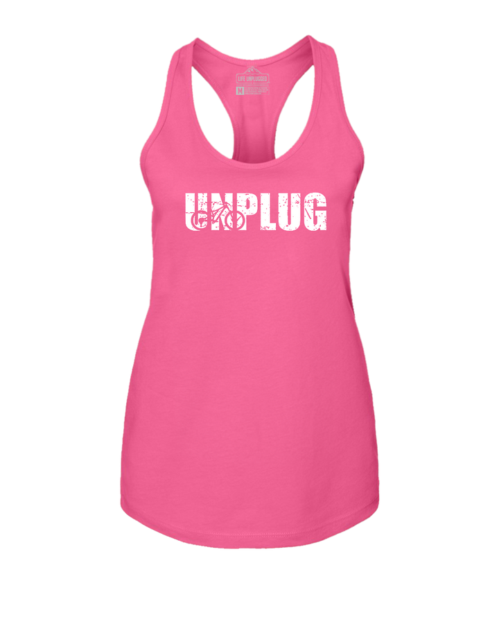 Unplug Mountain Bike Silhouette Women's Racerback Tank Top