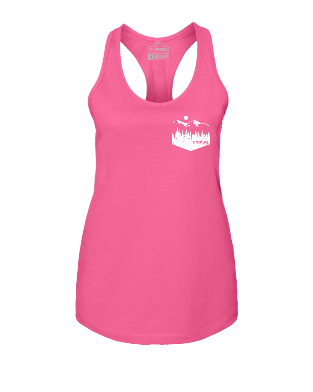 Unplug Mountain Left Chest Pocket Women's Racerback Tank Top