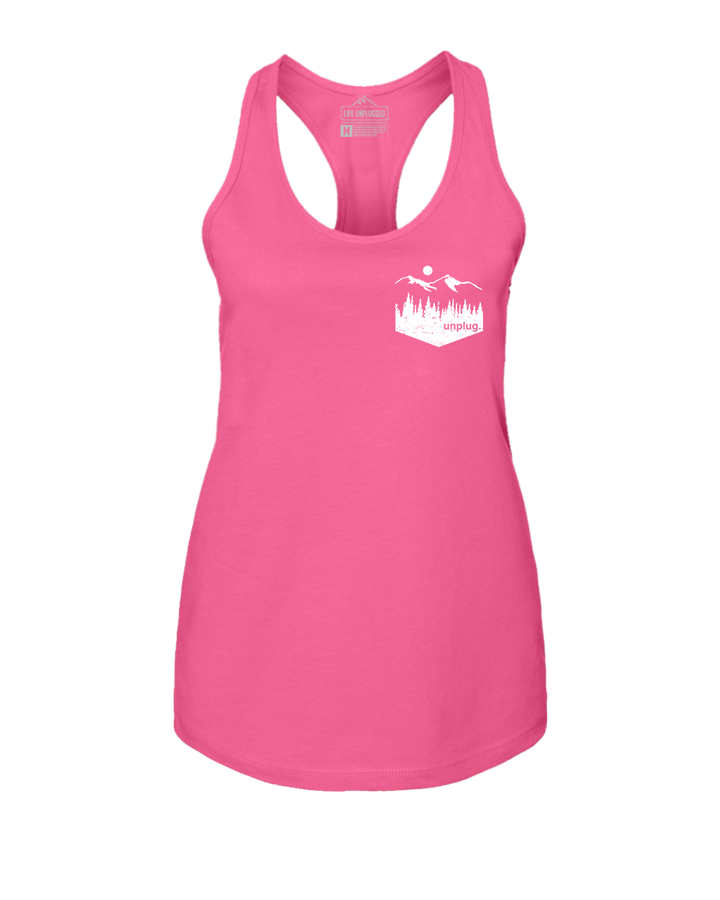 Unplug Mountain Left Chest Pocket Women's Racerback Tank Top