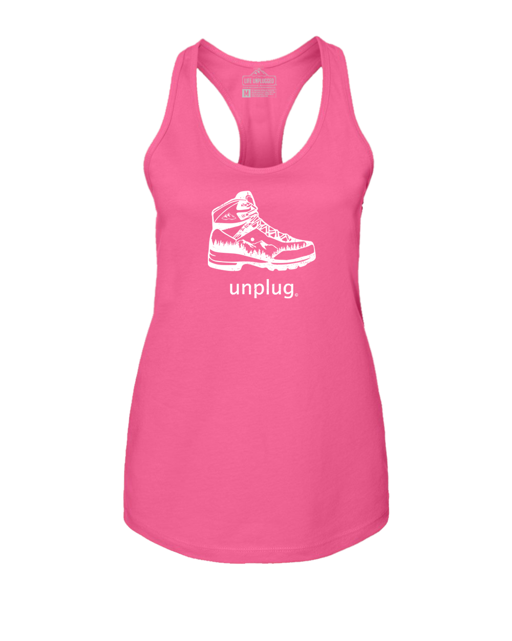 Hiking Boot Mountain Scene Women's Racerback Tank Top