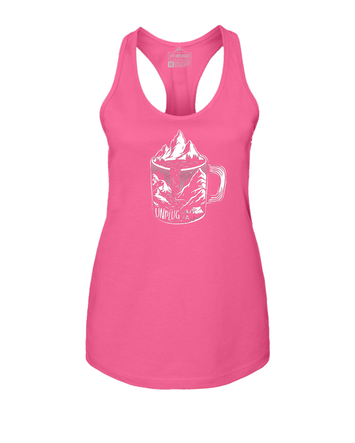 Coffee Mountain Scene Women's Racerback Tank Top