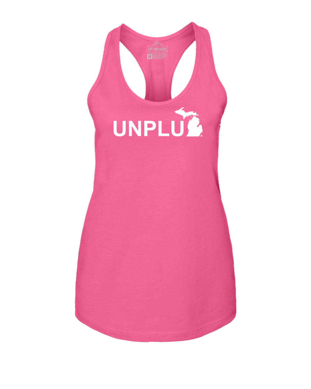 UNPLUG (MI) Women's Racerback Tank Top XL - PINK BLOWOUT