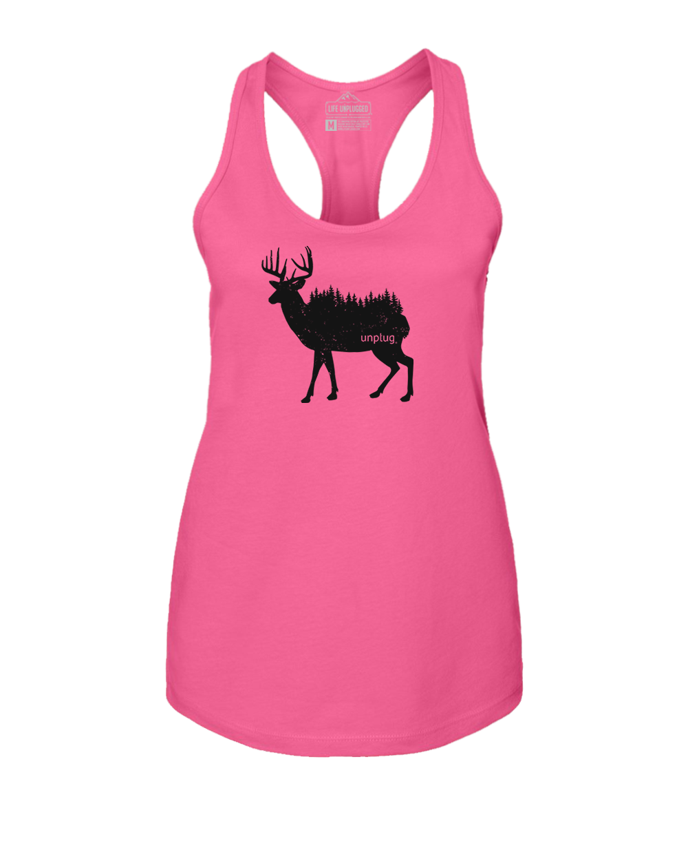 DEER IN THE TREES Women's Racerback Tank Top 2XL - PINK BLOWOUT
