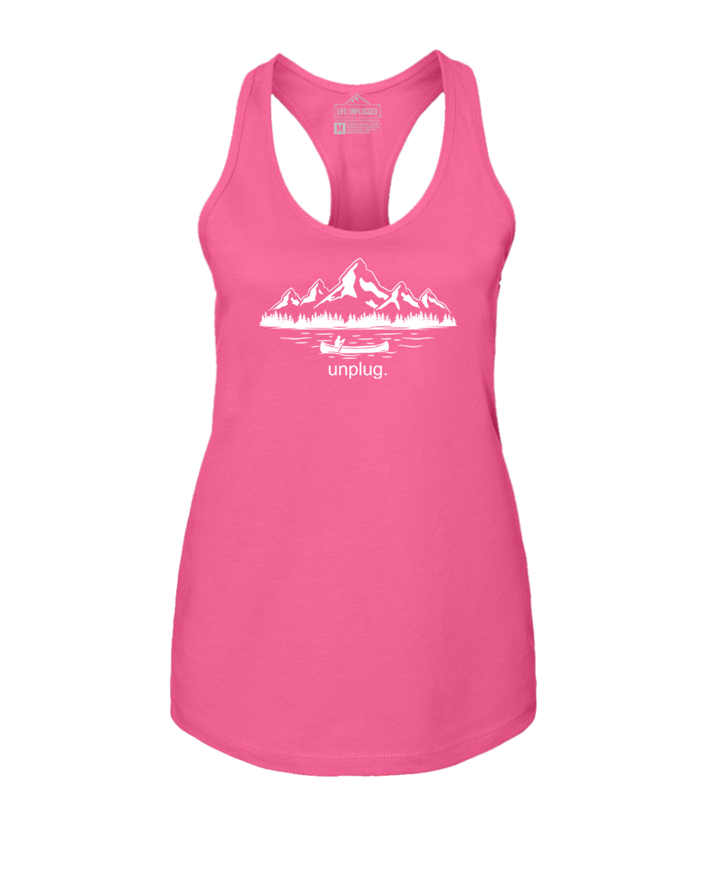 CANOEING IN THE MOUNTAINS Women's Racerback Tank Top MEDIUM - PINK BLOWOUT