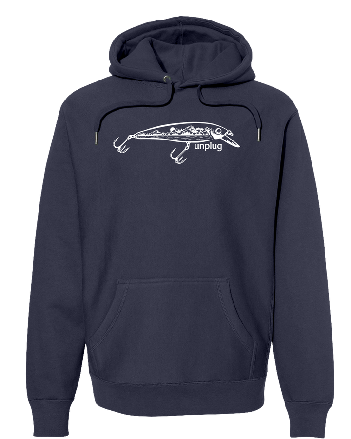 FISHING LURE MOUNTAIN SCENE Super Heavyweight Hoodie
