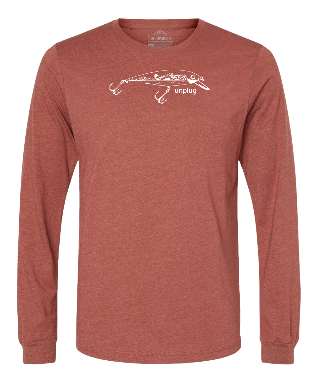 Fishing Lure Mountain Scene Long Sleeve T-Shirt