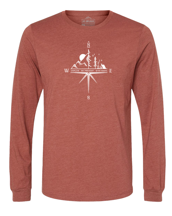 Compass Mountain Scene Long Sleeve T-Shirt