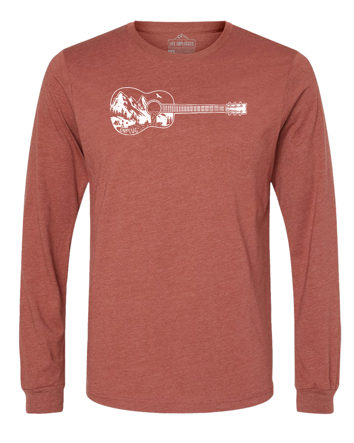 Guitar Mountain Scene Long Sleeve T-Shirt