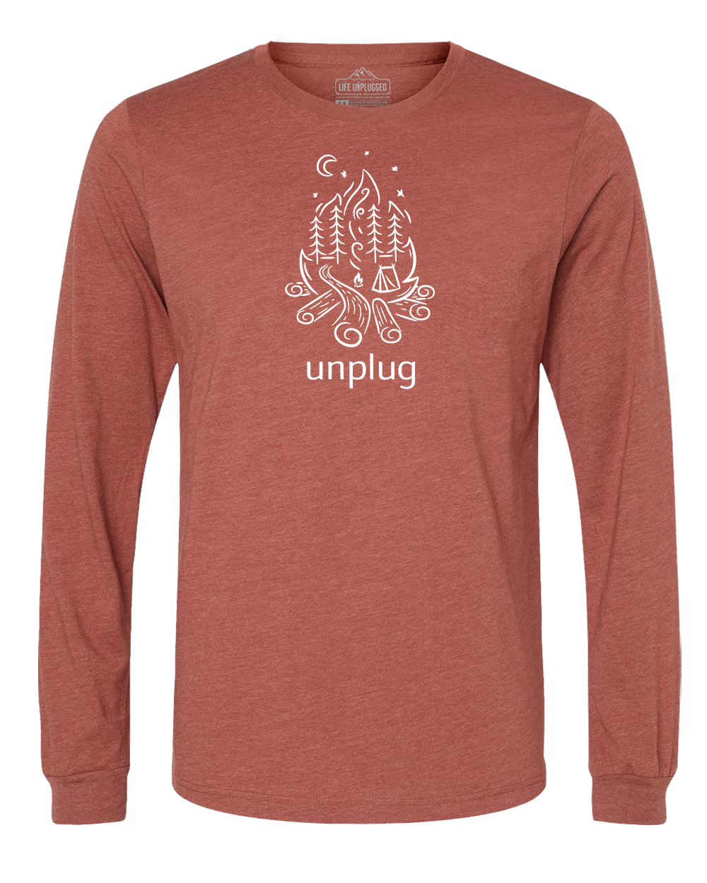 Campfire Camping Scene Long Sleeve T-Shirt