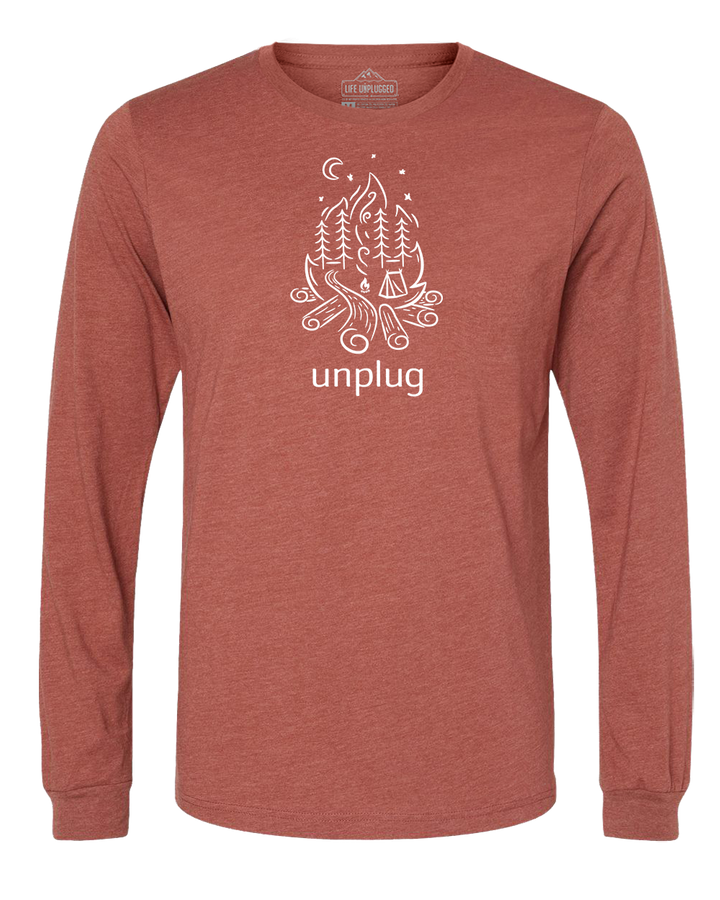 Campfire Camping Scene Long Sleeve T-Shirt