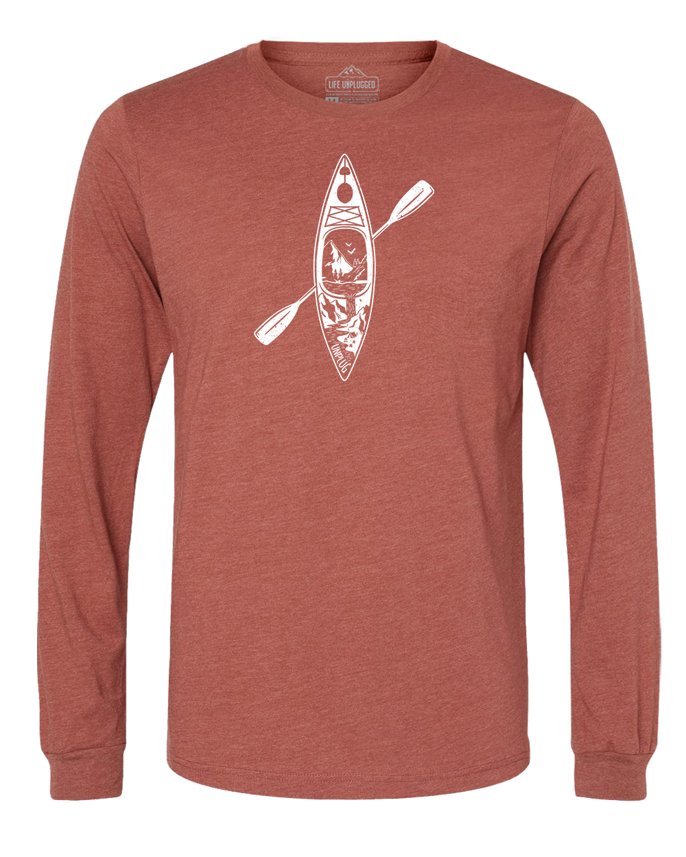 Kayak Mountain Scene Long Sleeve T-Shirt