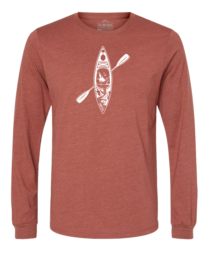 Kayak Mountain Scene Long Sleeve T-Shirt