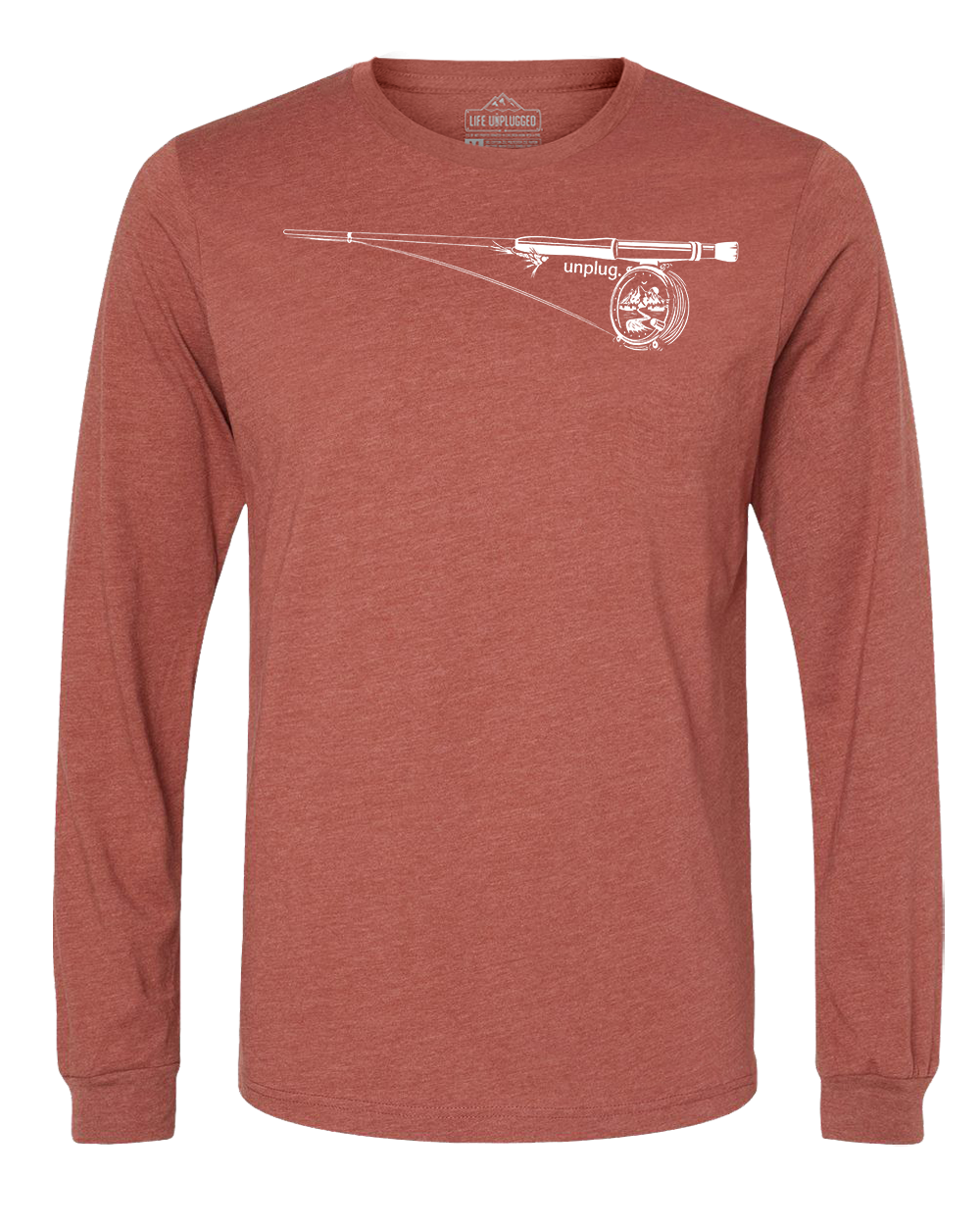 Fly Fishing Mountain Scene Long Sleeve T-Shirt