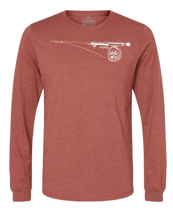 Fly Fishing Mountain Scene Long Sleeve T-Shirt
