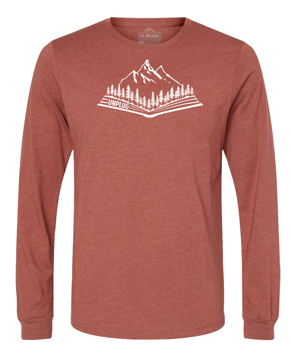 Open Book Mountain Scene Long Sleeve T-Shirt