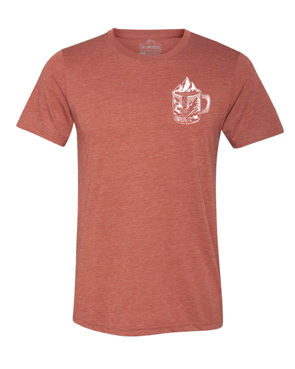 Coffee Mountain Scene Left Chest Triblend T-Shirt