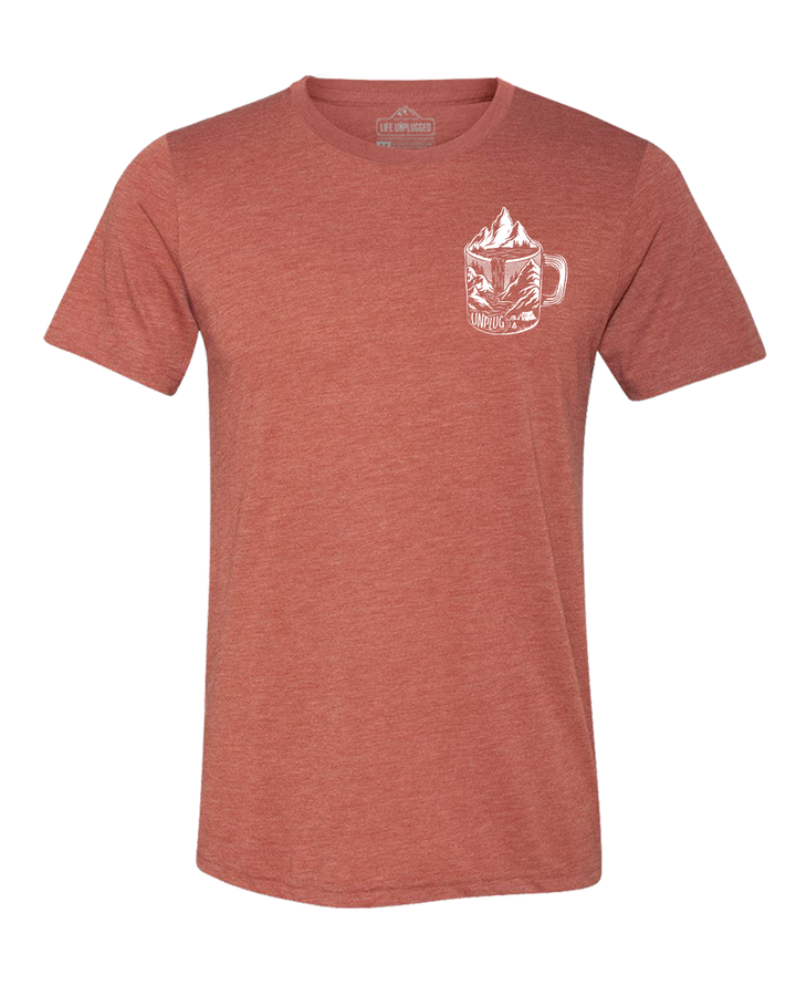 Coffee Mountain Scene Left Chest Triblend T-Shirt