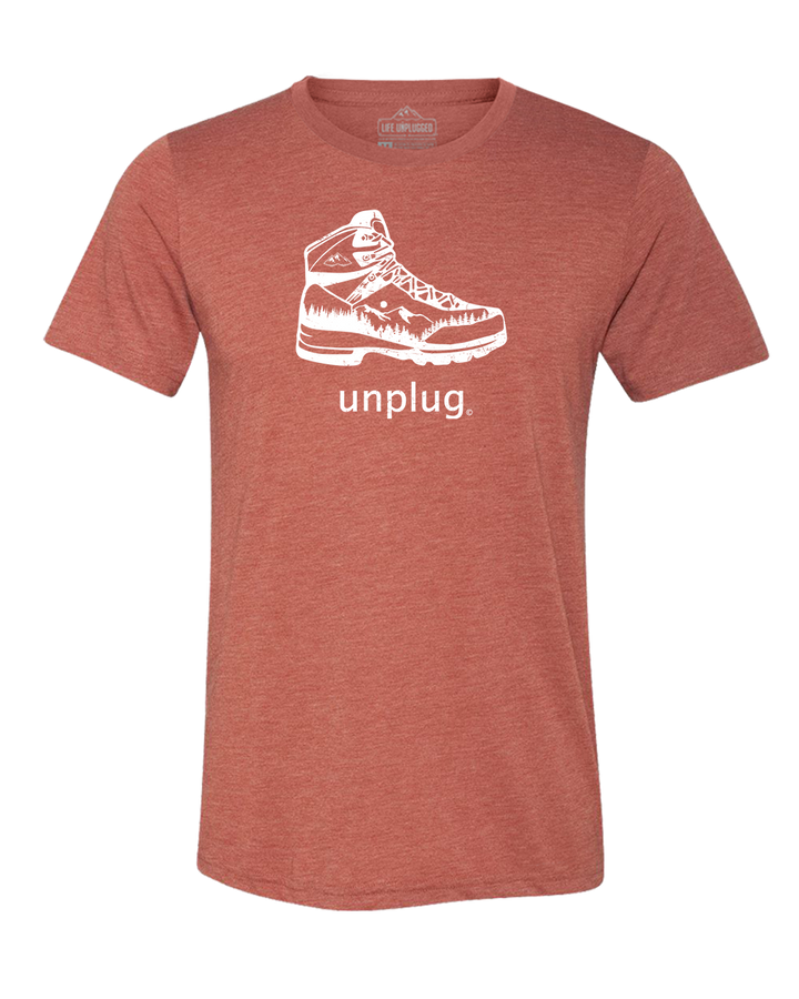 Hiking Boot Mountain Scene Triblend T-Shirt
