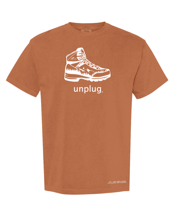 HIKING BOOT MOUNTAIN SCENE Cotton T-Shirt powered by Comfort Colors®