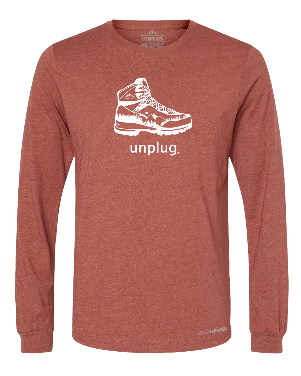 Hiking Boot Mountain Scene Premium Polyblend Long Sleeve T-Shirt