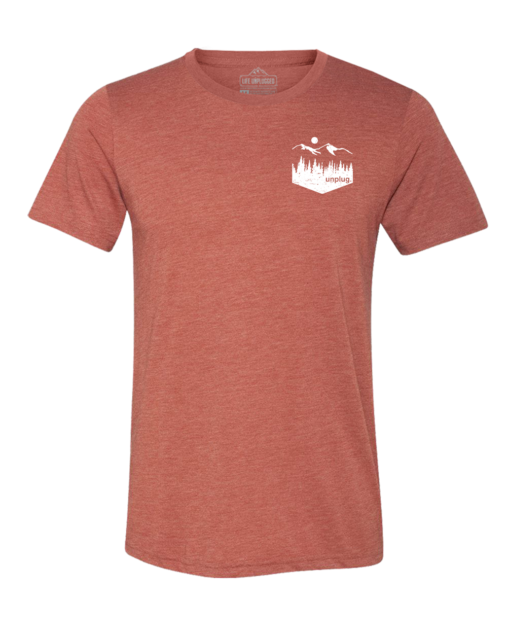 UNPLUG MOUNTAIN LEFT CHEST POCKET Triblend T-Shirt XL - CLAY BLOWOUT