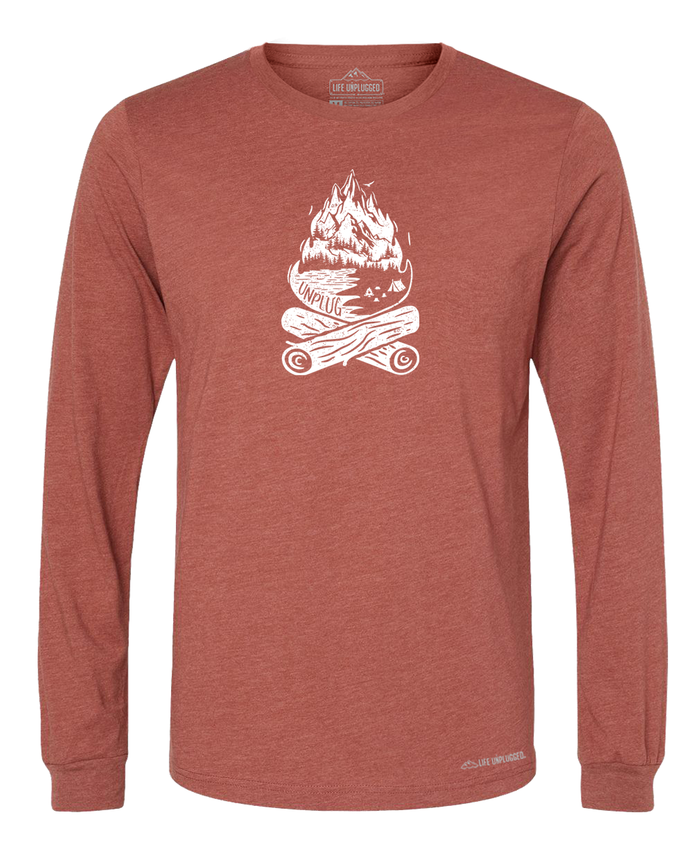 Campfire Mountain scene Premium Polyblend Long Sleeve T-Shirt - Life Unplugged