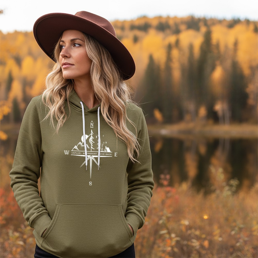 Compass Mountain Scene Super Soft Hoodie