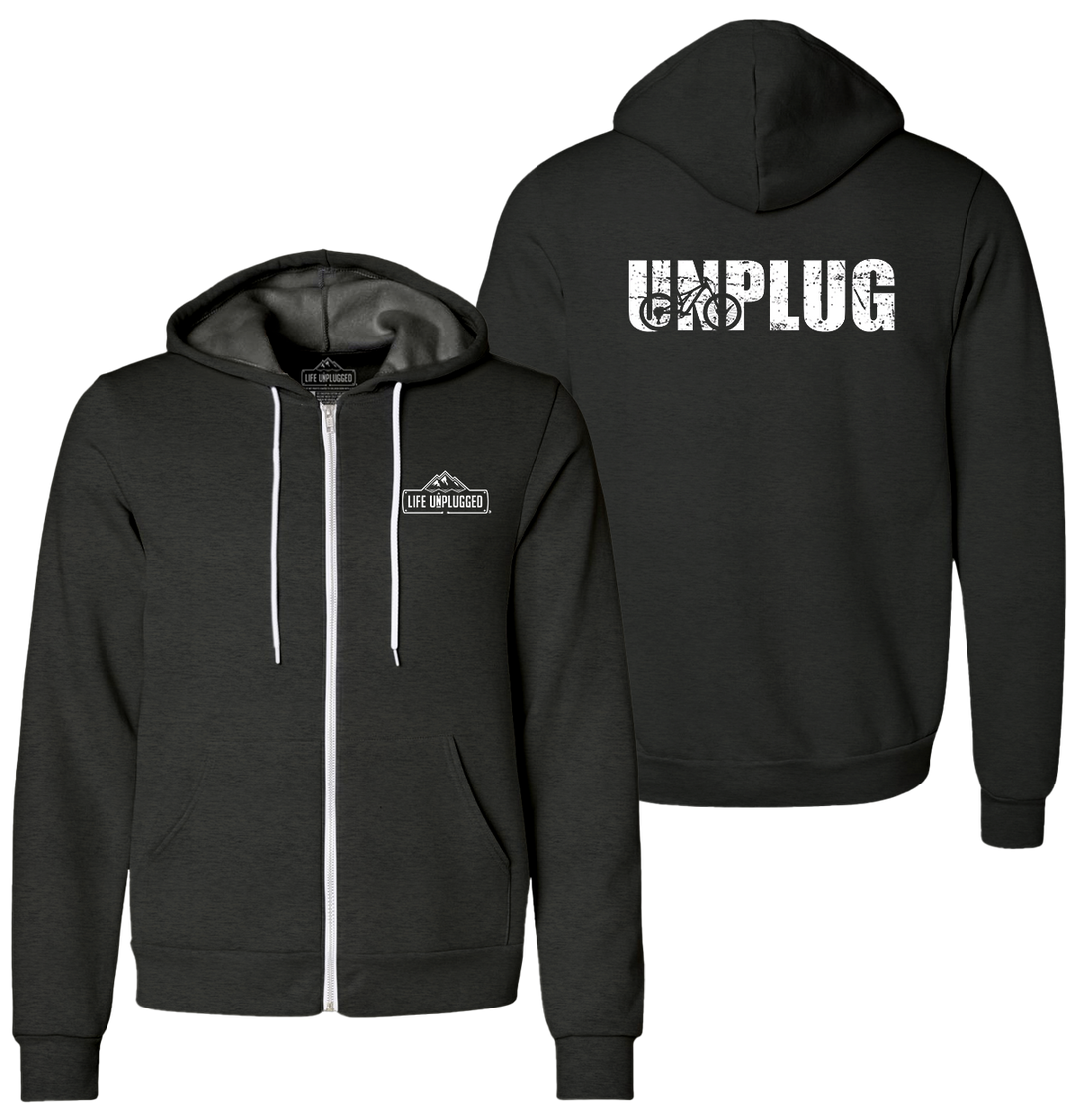 UNPLUG MOUNTAIN BIKE SILHOUETTE Supersoft Midweight Zip Up Hoodie