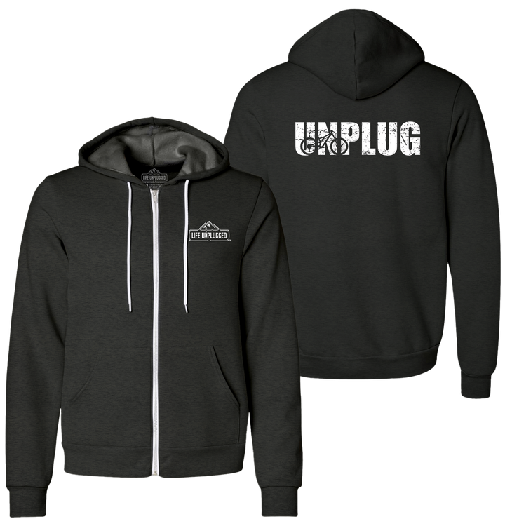 UNPLUG MOUNTAIN BIKE SILHOUETTE Supersoft Midweight Zip Up Hoodie