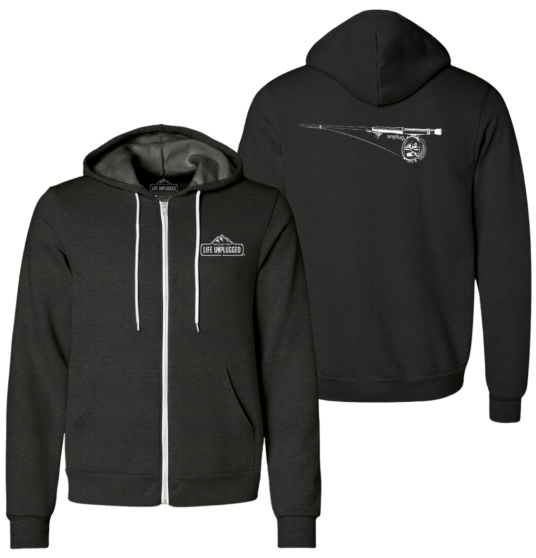 FLY FISHING MOUNTAIN SCENE Supersoft Midweight Zip Up Hoodie