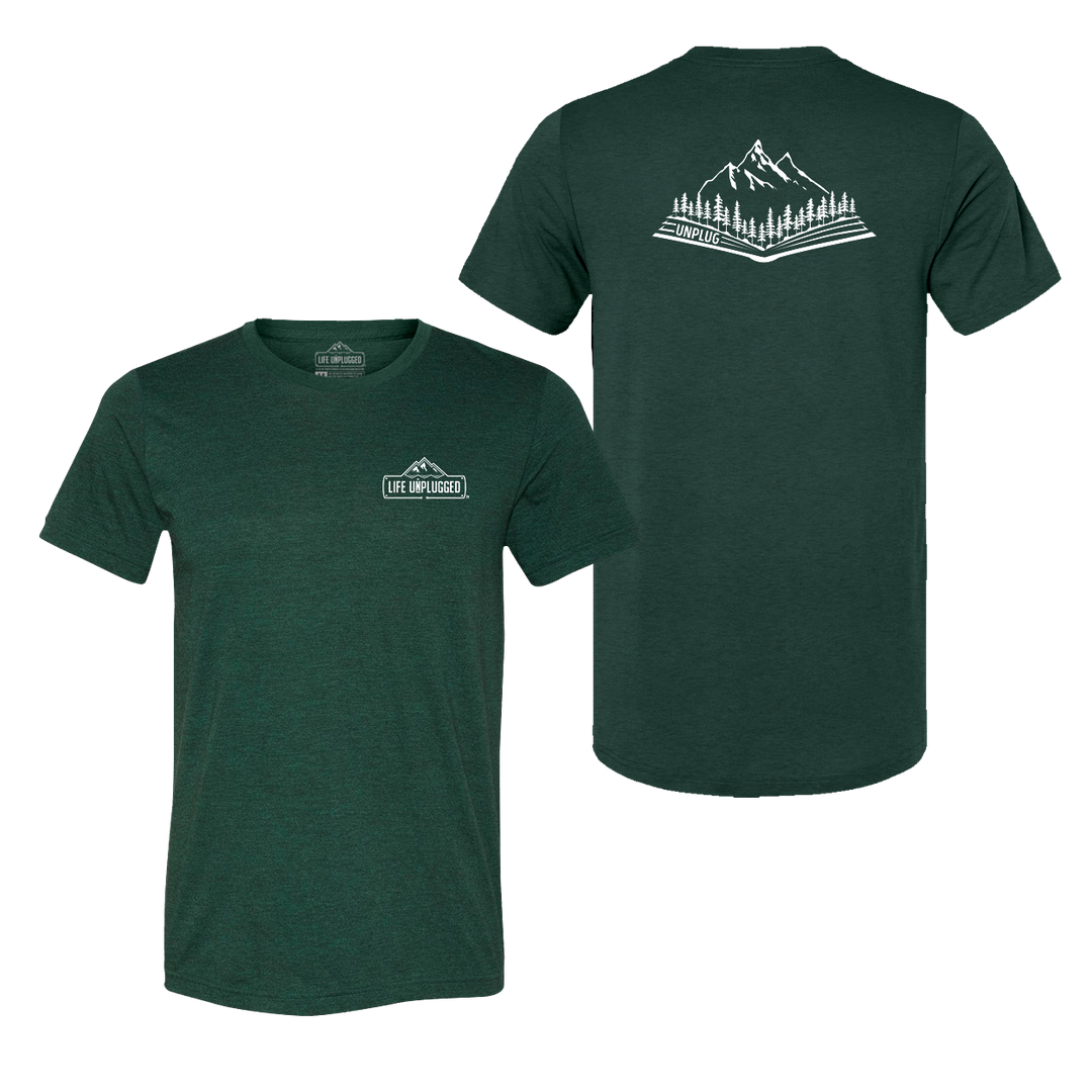 Open Book Mountain Scene Triblend T-Shirt