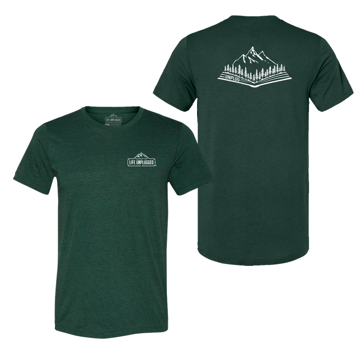 Open Book Mountain Scene Triblend T-Shirt