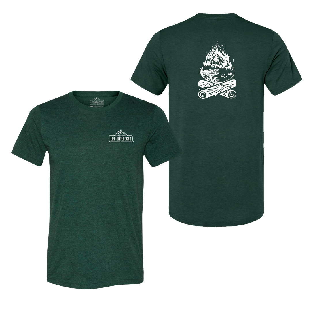 Campfire Mountain scene Triblend T-Shirt