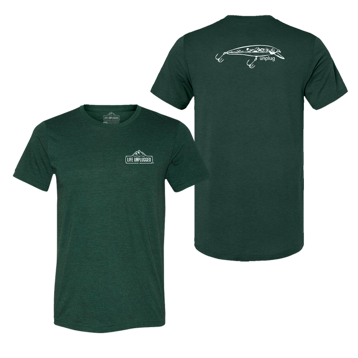 Fishing Lure Mountain Scene Triblend T-Shirt