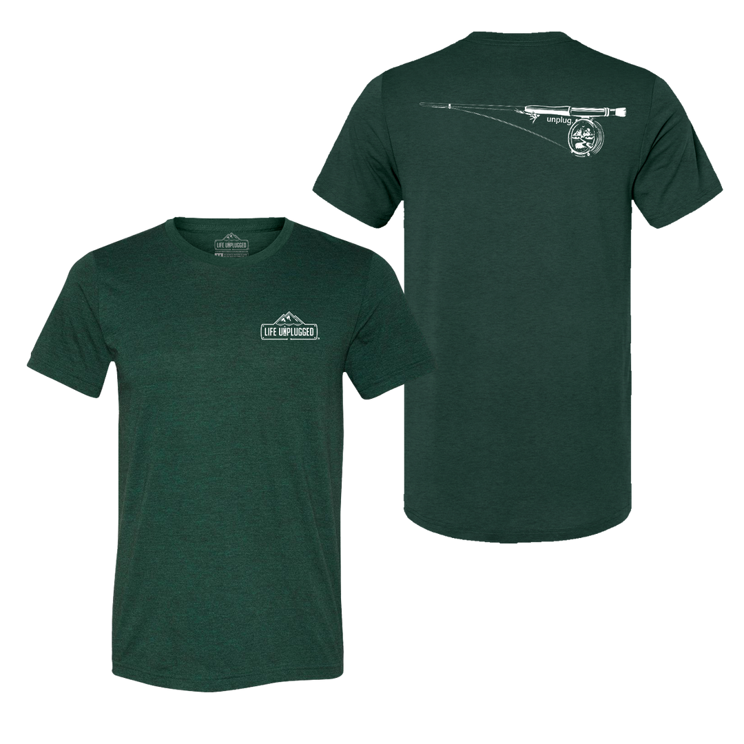 Fly Fishing Mountain Scene Triblend T-Shirt